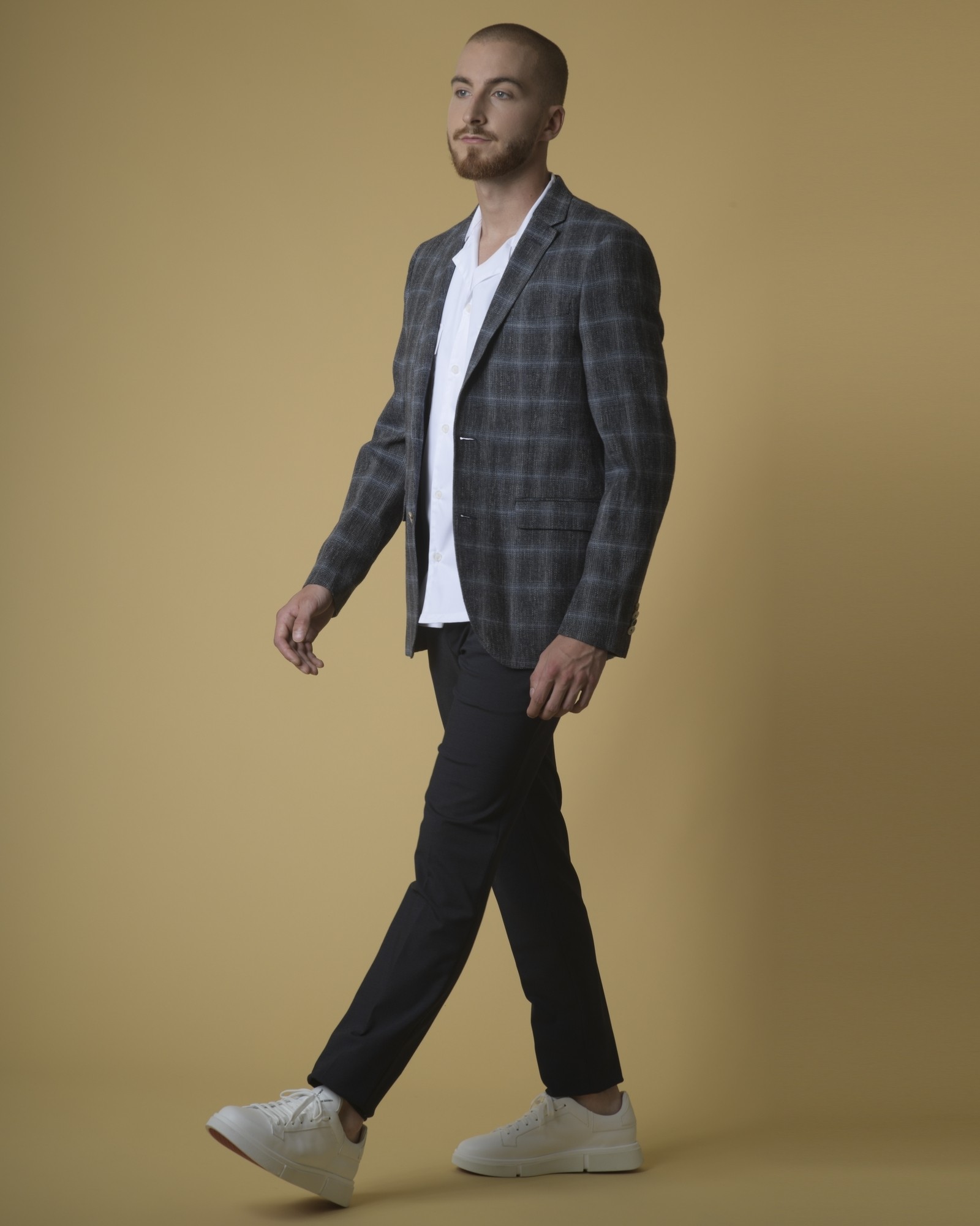 Veste en laine à carreaux Sand