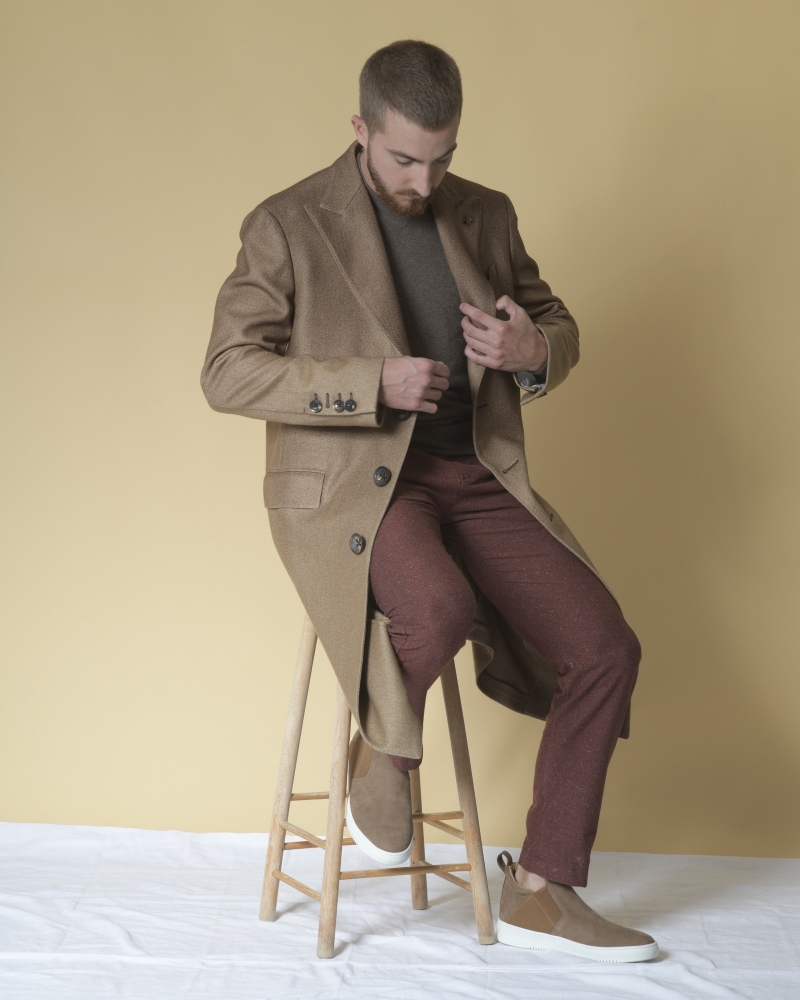 Pantalon en coton et laine mélangés Cruna 