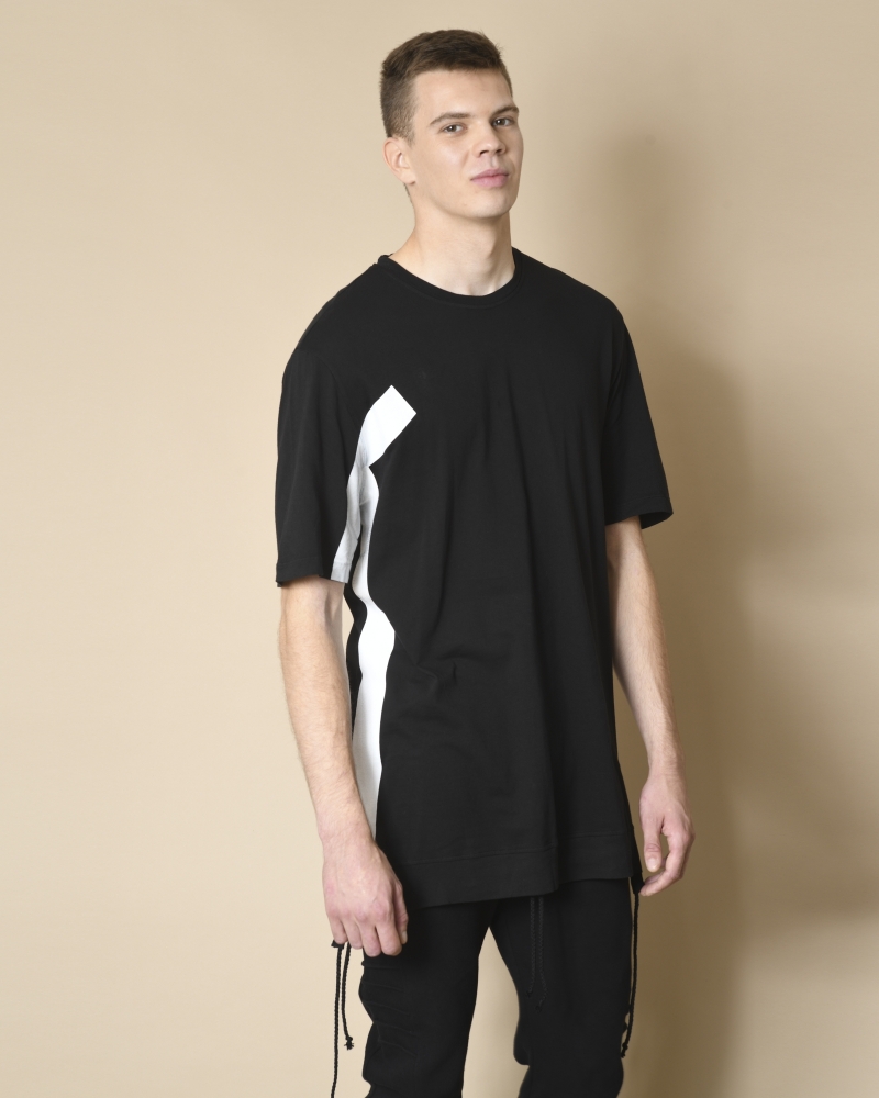 T-shirt en coton noir asymétrique Lost & Found