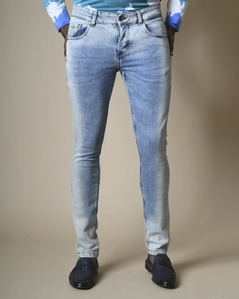 Jean en coton bleu clair délavé John Richmond