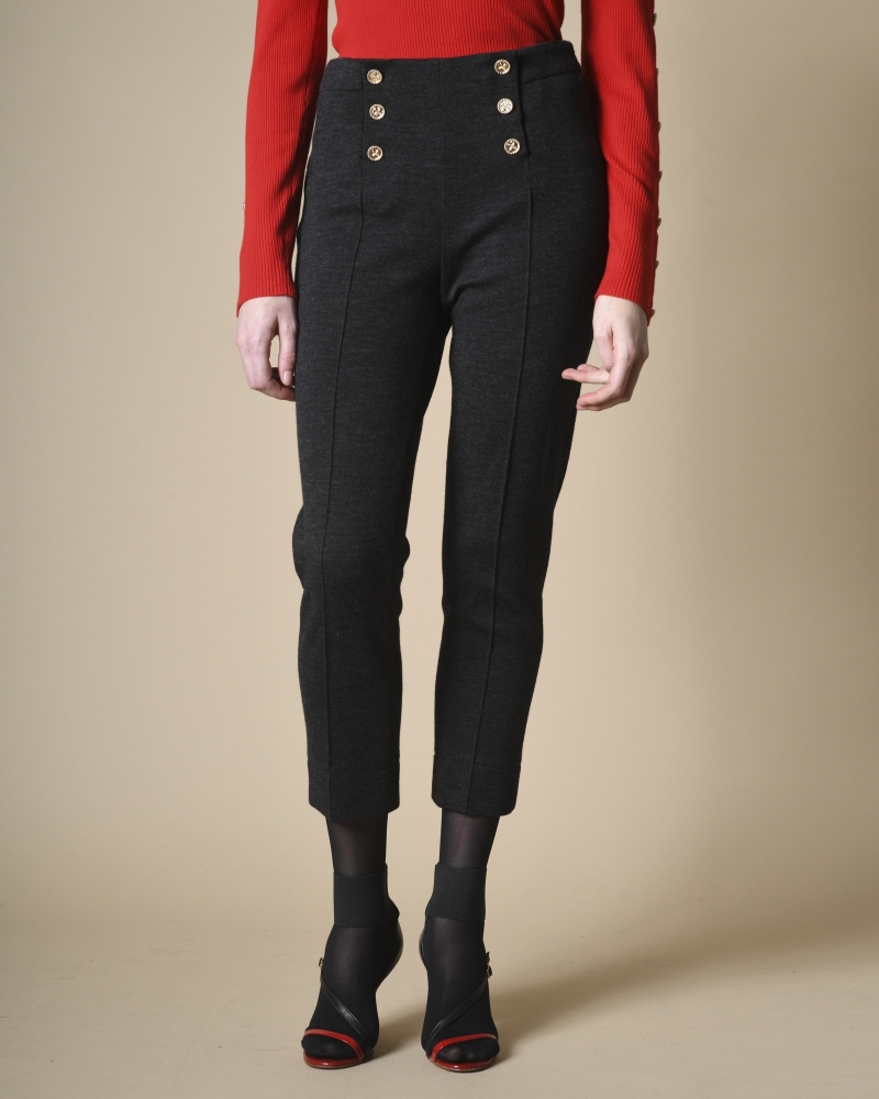Pantalon gris foncé raccourci en laine Edward Achour