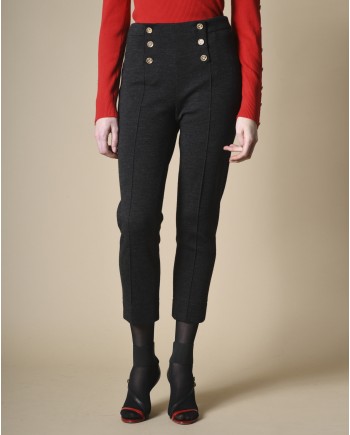 Pantalon gris foncé raccourci en laine Edward Achour