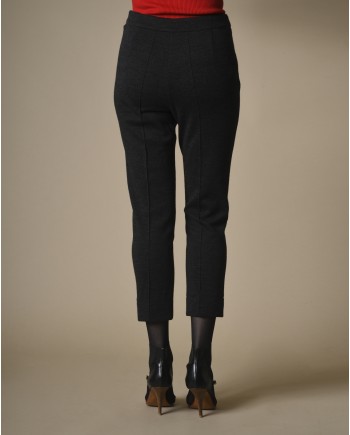 Pantalon gris foncé raccourci en laine Edward Achour