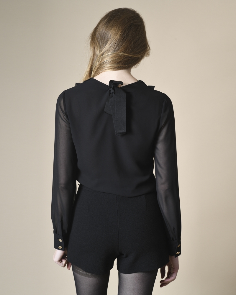 Blouse à plis et volants Edward Achour 