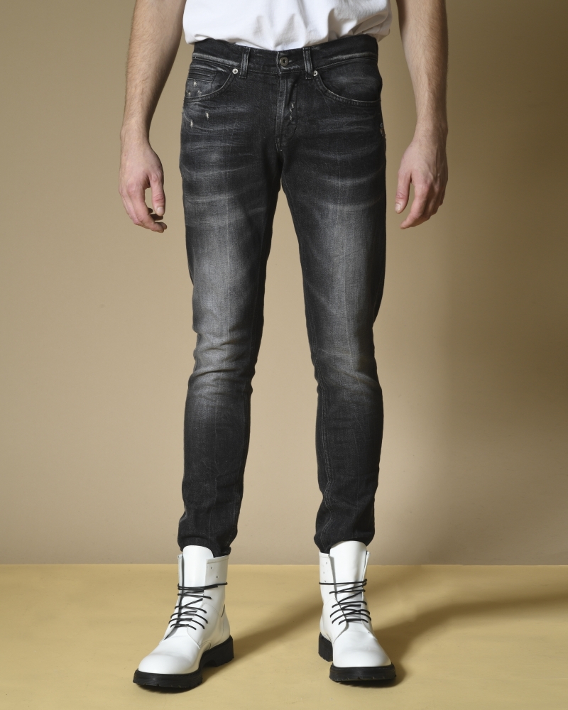 Jean skinny délavé en coton noir Dondup