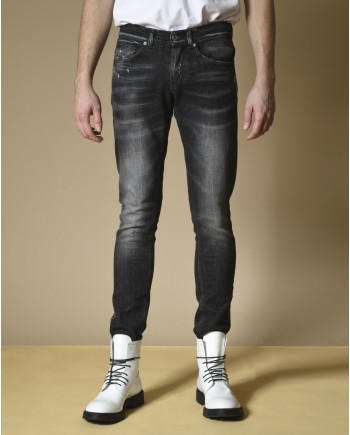 Jean skinny délavé en coton noir Dondup