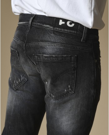 Jean skinny délavé en coton noir Dondup