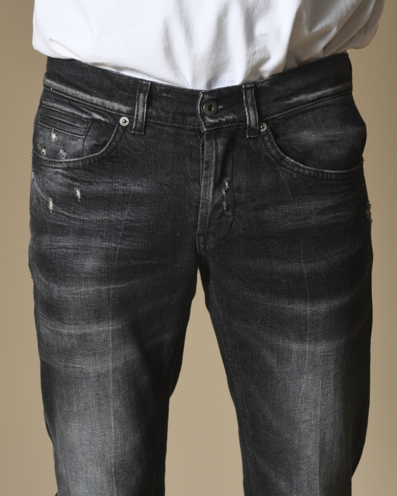 Jean skinny délavé en coton noir Dondup
