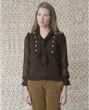 Blouse en crêpe à volants Edward Achour 