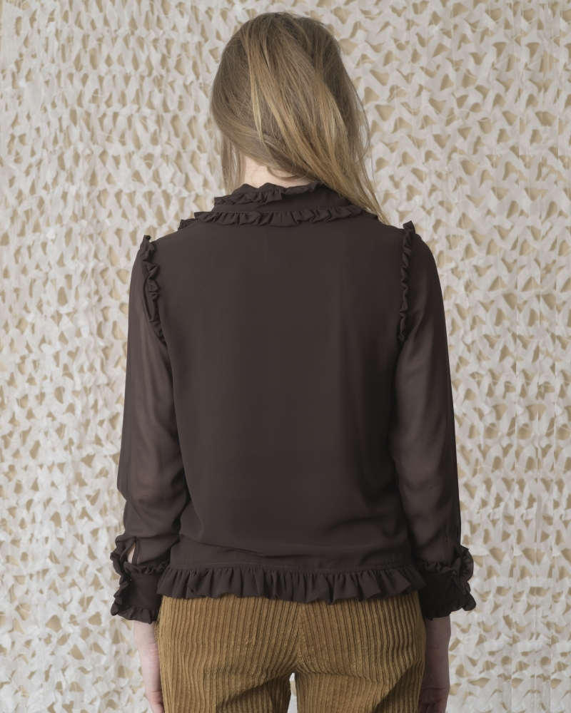 Blouse en crêpe à volants Edward Achour 