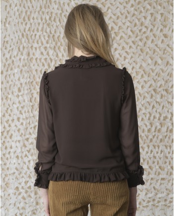 Blouse en crêpe à volants Edward Achour 