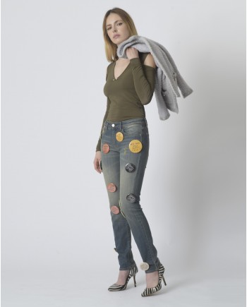 Jean slim bleu à pins fantaisie Each Other 