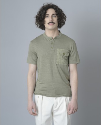T-shirt kaki en lin Daniele Fiesoli 