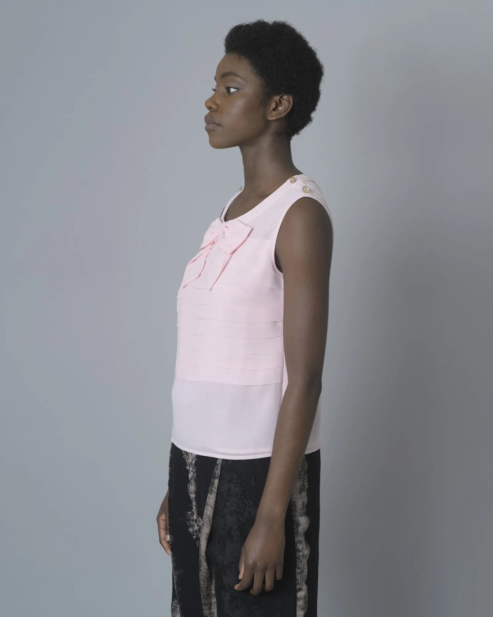 Blouse rose sans manches Edward Achour