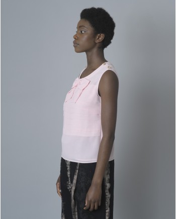 Blouse rose sans manches Edward Achour