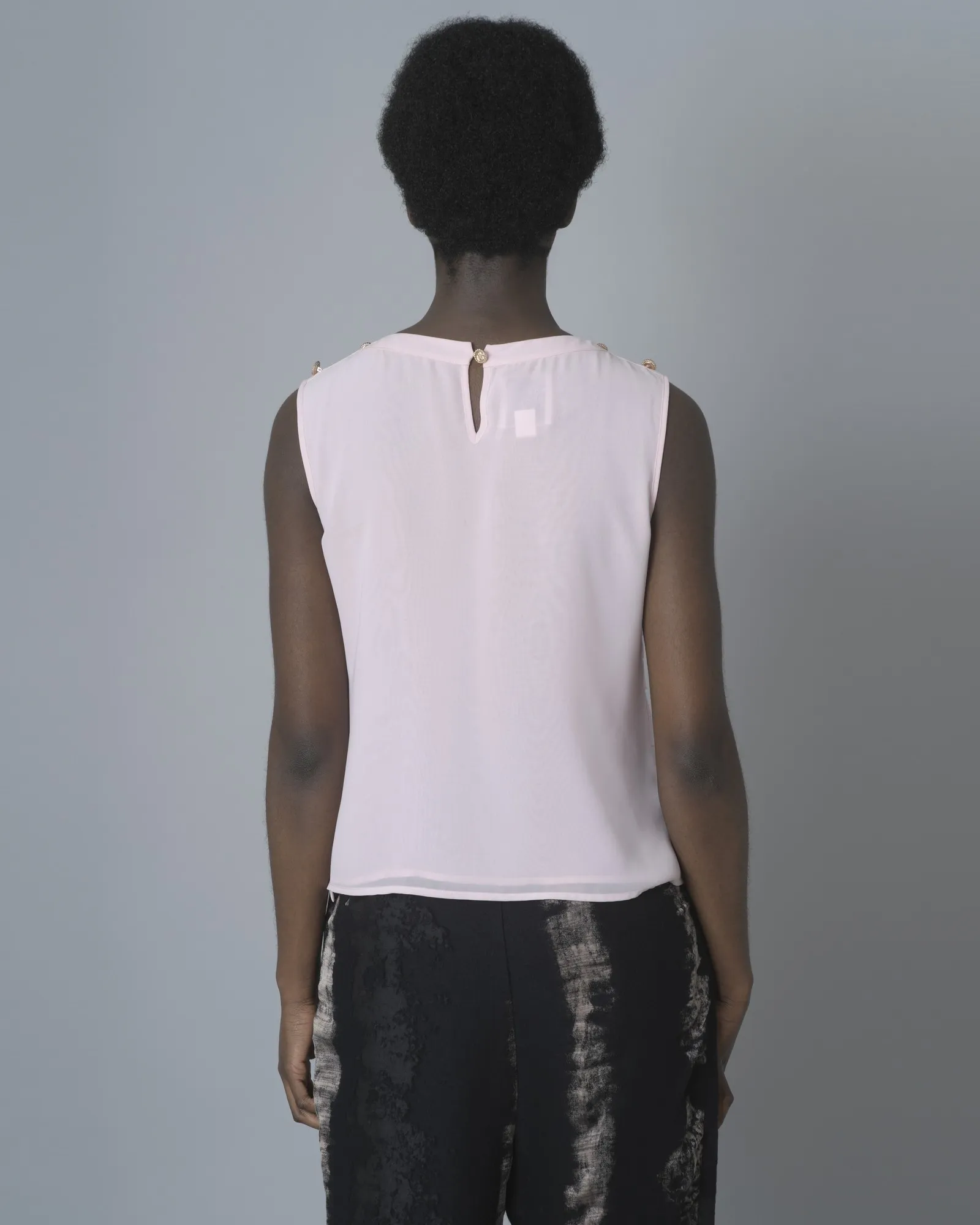 Blouse rose sans manches Edward Achour