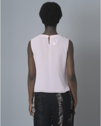 Blouse rose sans manches Edward Achour