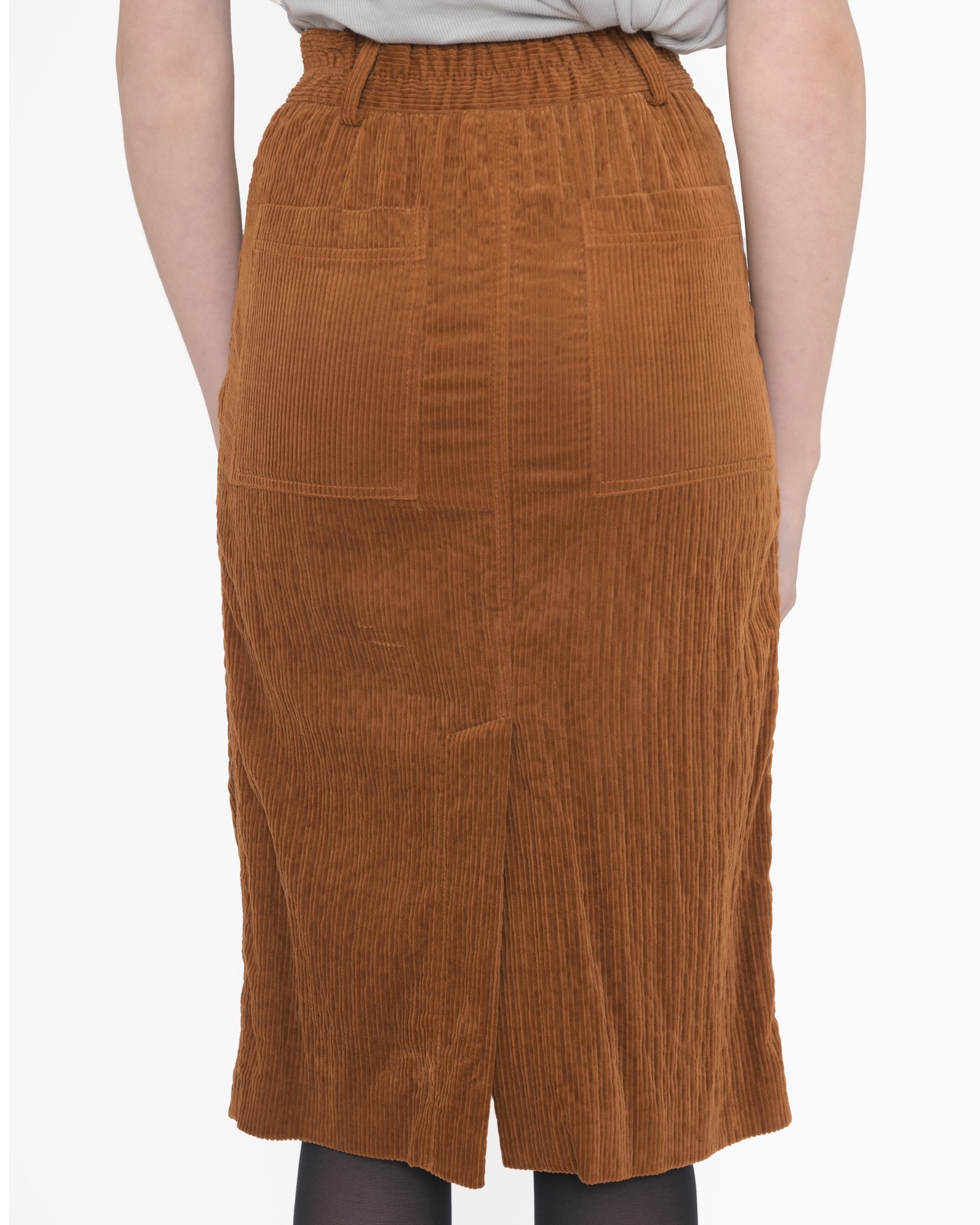 Jupe Vintage En Velours Marron – Broderies, Taille 40 – Très Bon état