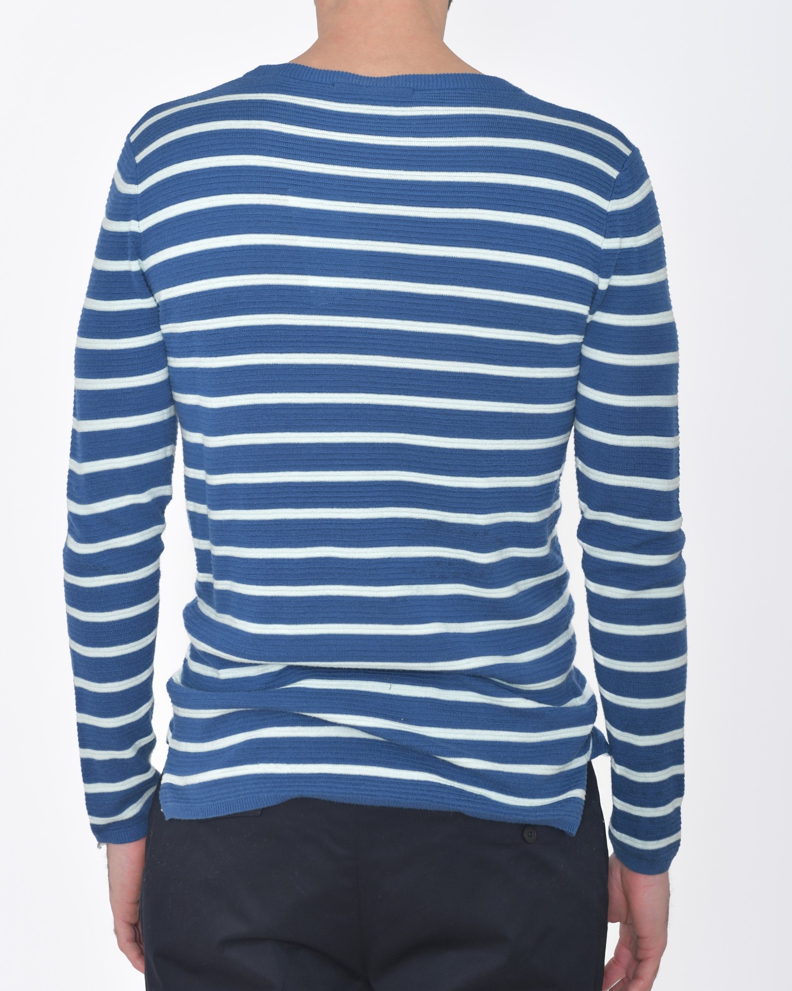 Chemise Scotch And Soda Slim Fit - Rayures Bleu Sur écru, Taille L, 100% Coton (neuve Avec étiquettes)