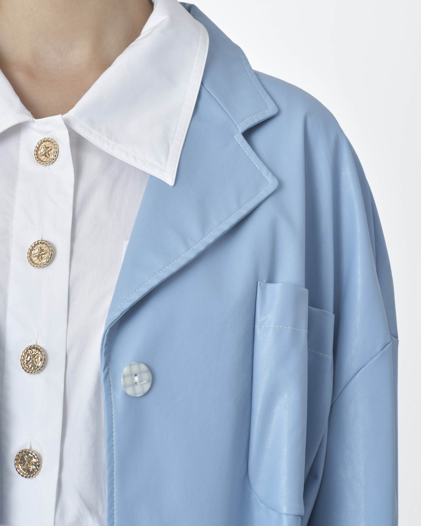 Veste Vintage Bob Mackie - Simili Cuir Bleu Sarcelle - Taille M - État Très Bon