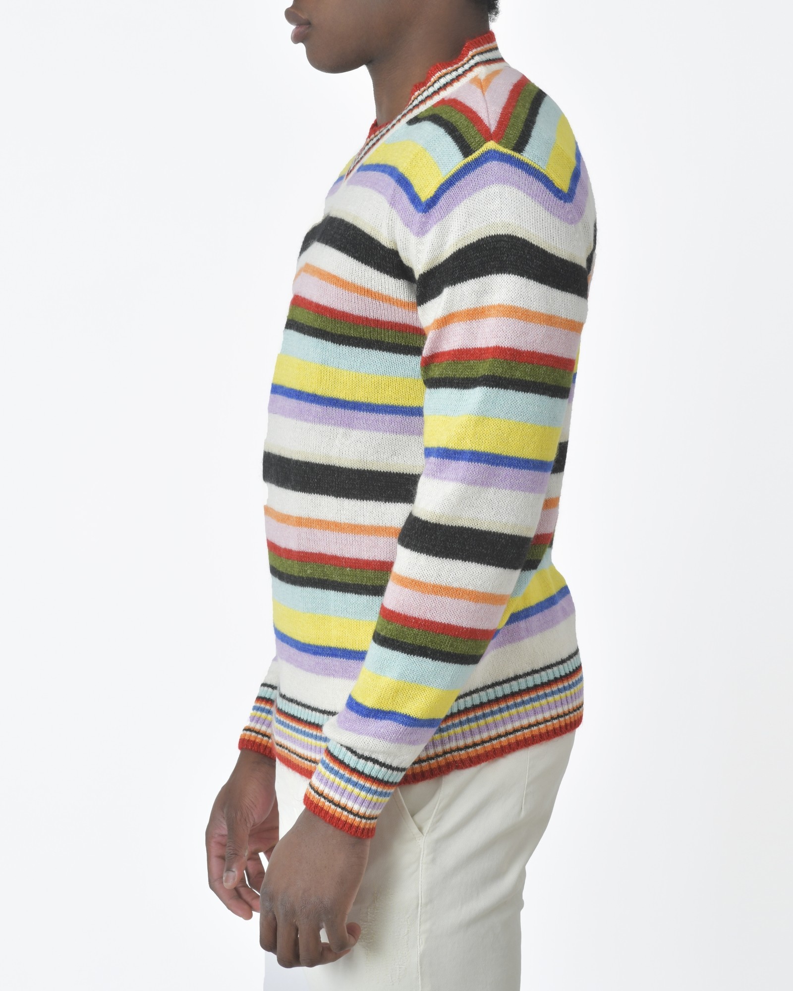 Pull Homme Cedar Wood State – Multicolore Rayé, Col V, Coton, Taille M, Très Bon état