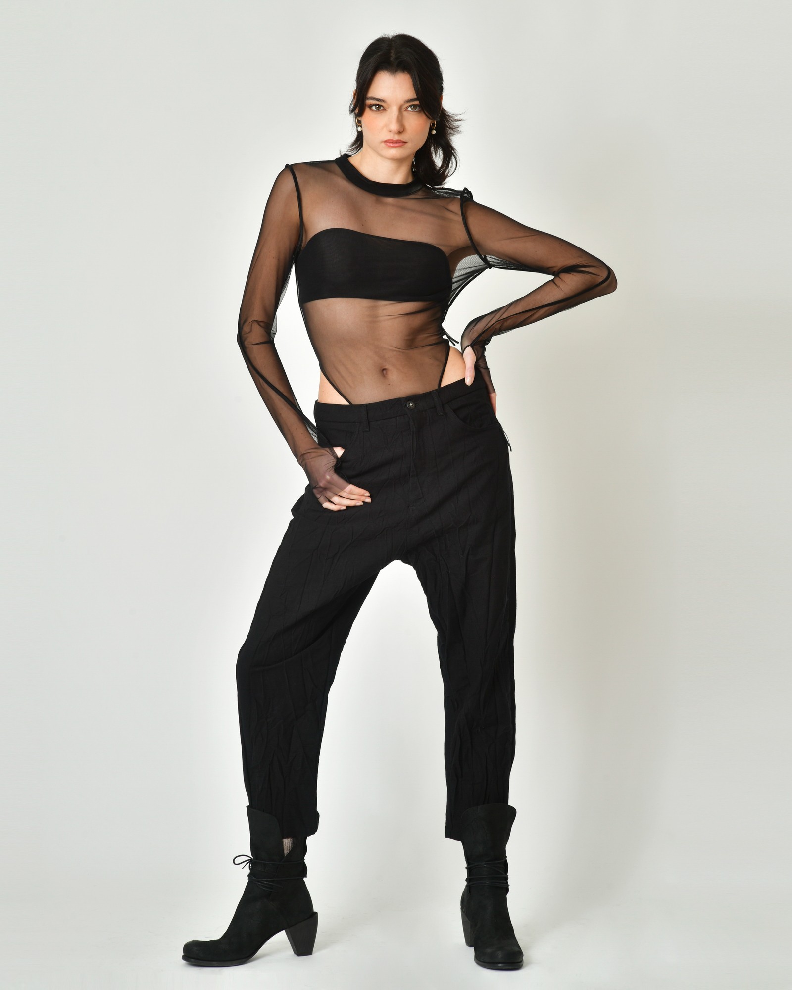 Body Noir En Satin Semi-transparent - Taille S, Coupe Ajustée, Style Sexy, Neuf Avec étiquettes