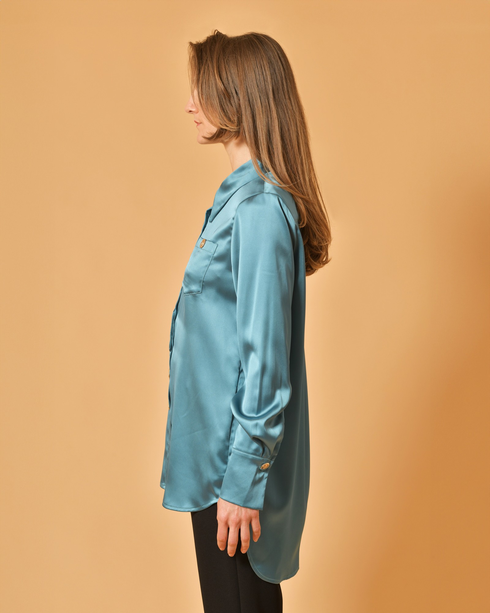 Chemise bleu marine à boutons-pression WOOYOUNGMI en solde