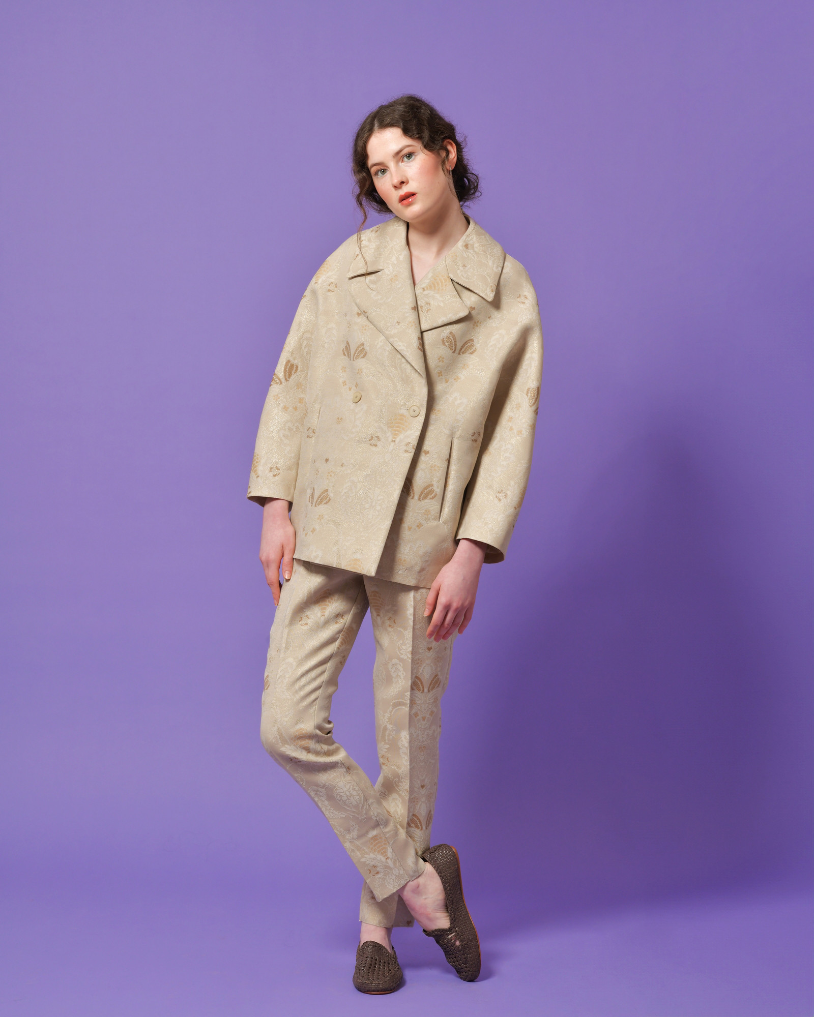 Pantalon élastique large brodé Barbara Blanc Hod paris - Femme | Place des Tendances