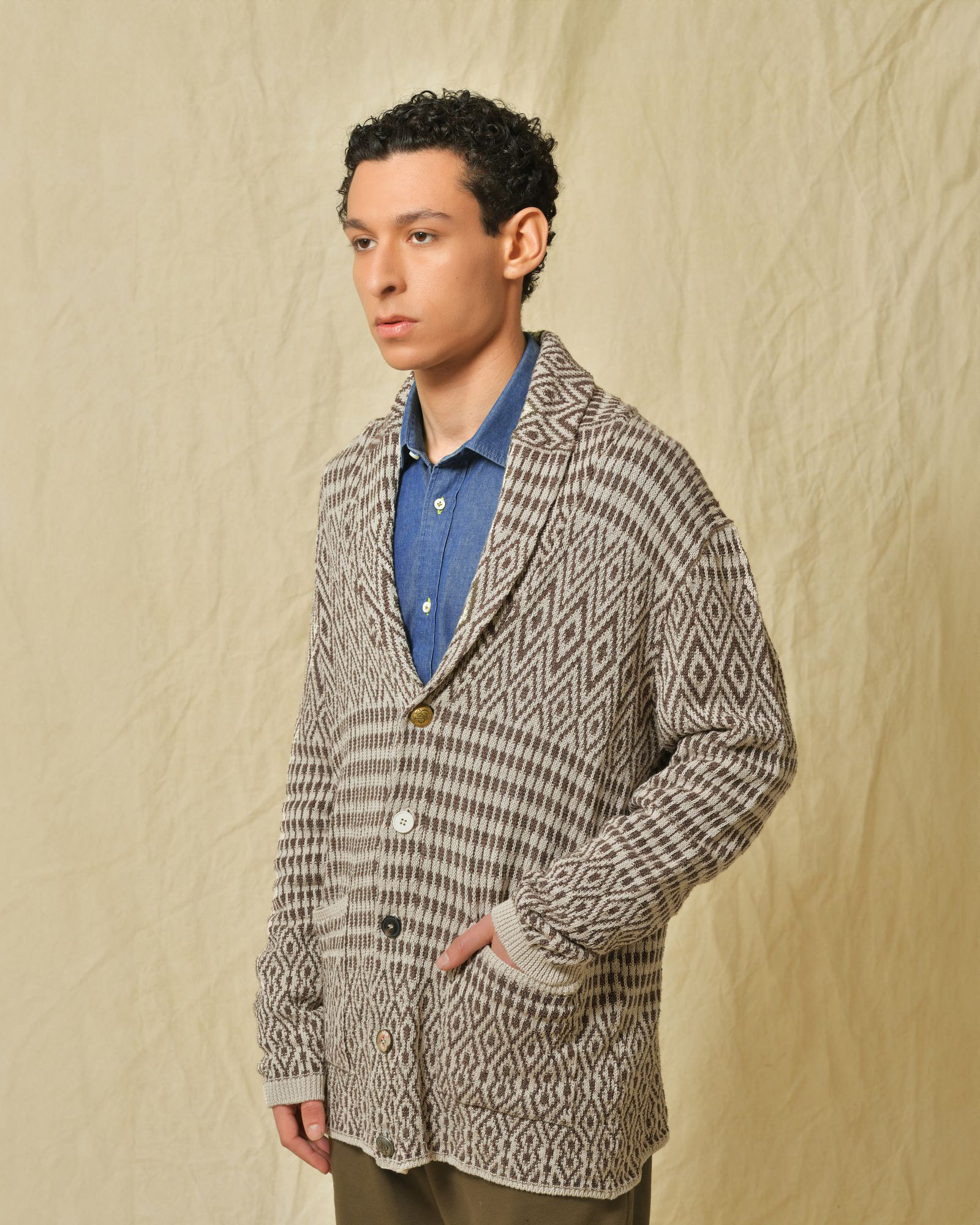 Cardigan Homme Malo En Lin, Coton Et Soie - Marron - Tailles XS, S, M - Neuf Avec étiquettes