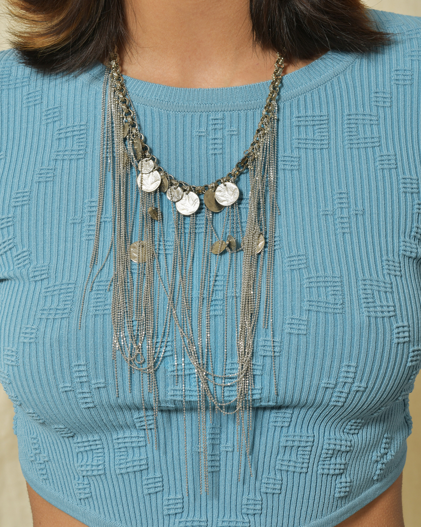 Collier Fantaisie Bohème - Vert, Métal Et Plastique - Occasion, Style Ethnique