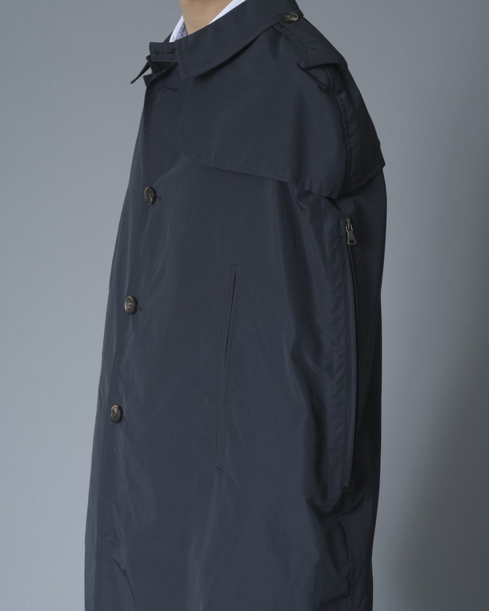 Trench Homme Long Bleu Boue - Manteau Imperméable Hiver, Coupe élégante, Doublure Amovible