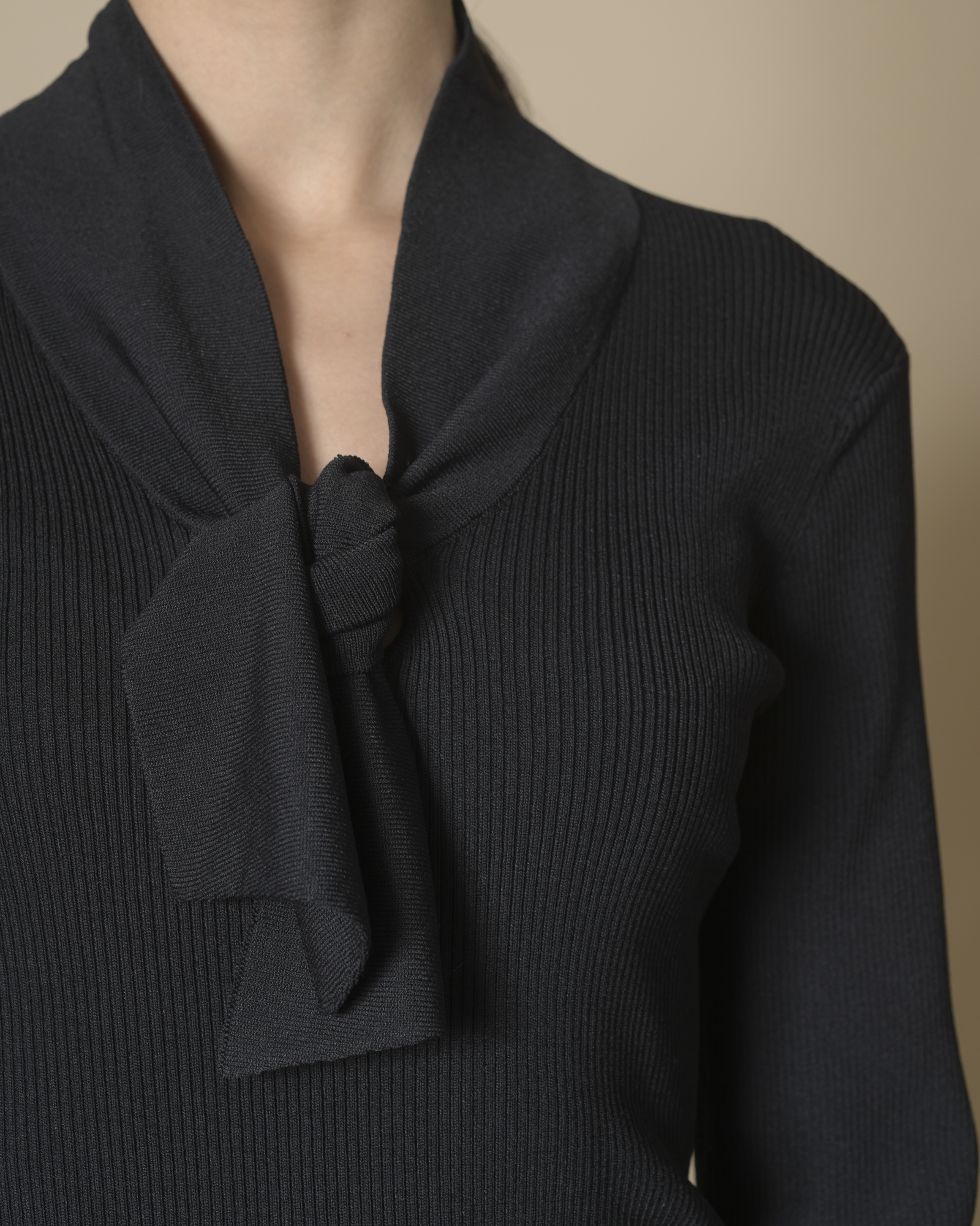 Pull Col Lavallière Tricot Chic - Gris, Taille F40, En Parfait état Occasion